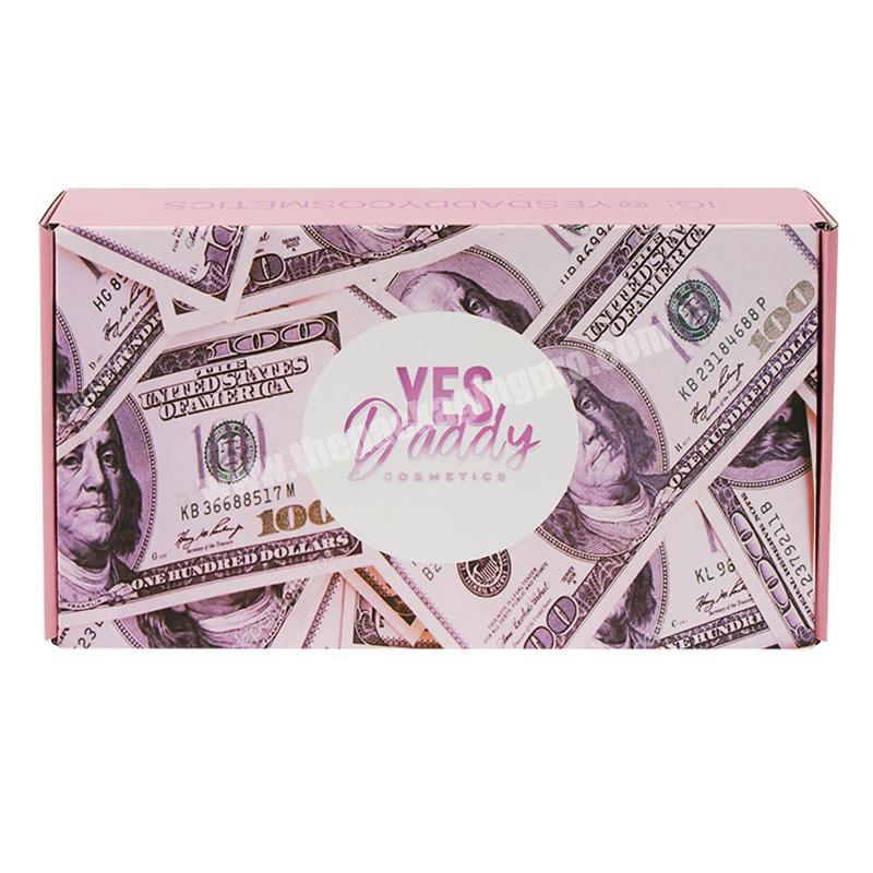 Normal Sizes Brand Red Blue Pink Custom Private Label Dollar Pattern Money General Gift Top Tuck Packaging Boxes