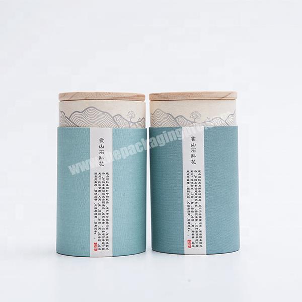 Offset Printing Candle Paper Tin Tube Packaging Paper Canister With The Wooden Cap For Tea