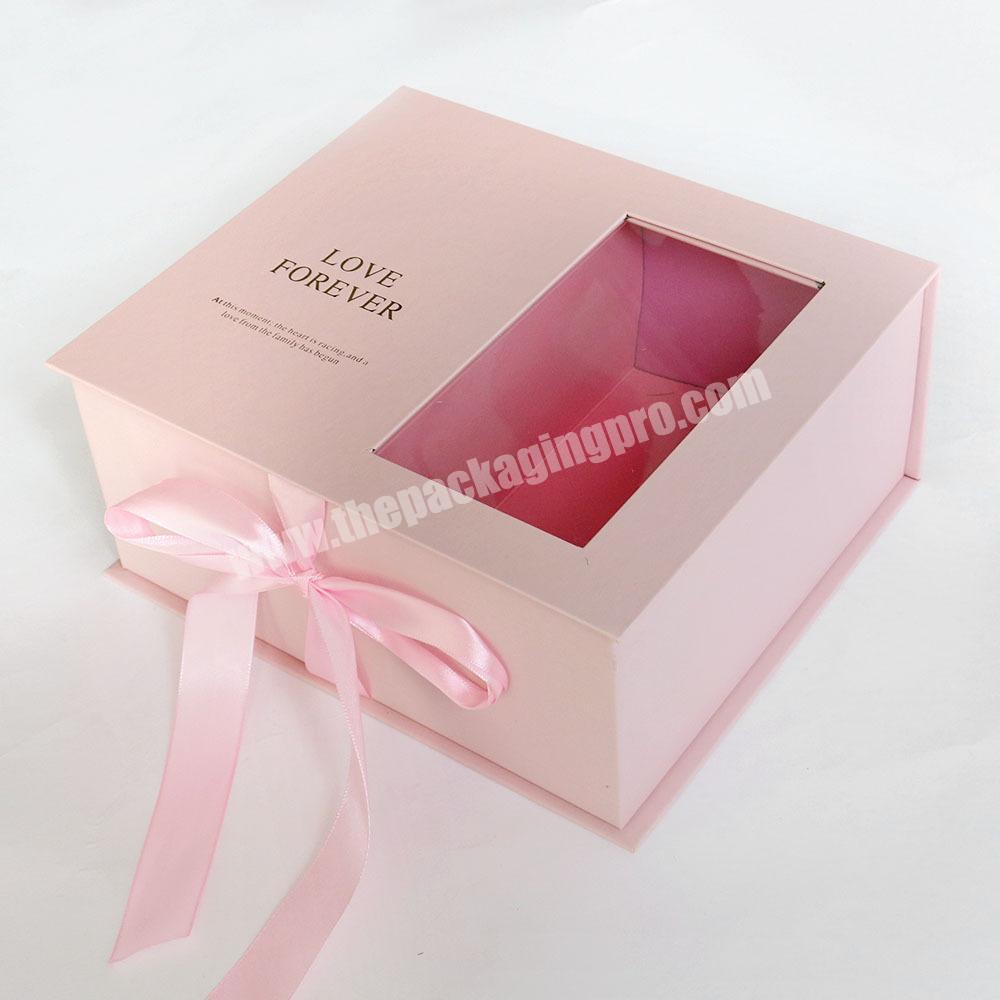 PVC Transparent Window Cover Handle Low Price Wholesale Custom Fashion Luxury Flowers Gift Box With Ribbon
