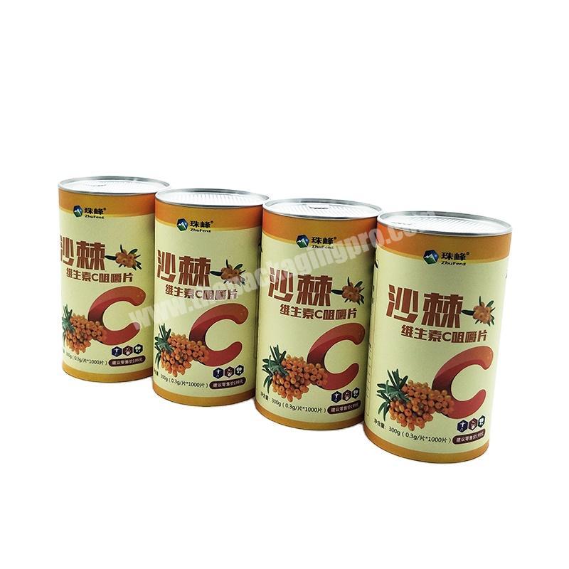 Packaging custom round paper tube and Aluminum cylinder round box and dust lid for food