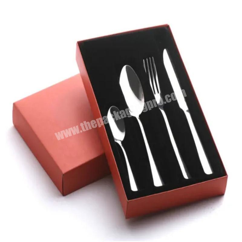 Paper folding cardboard cutlery set tableware spoon spork fork knife gift packaging box for knife