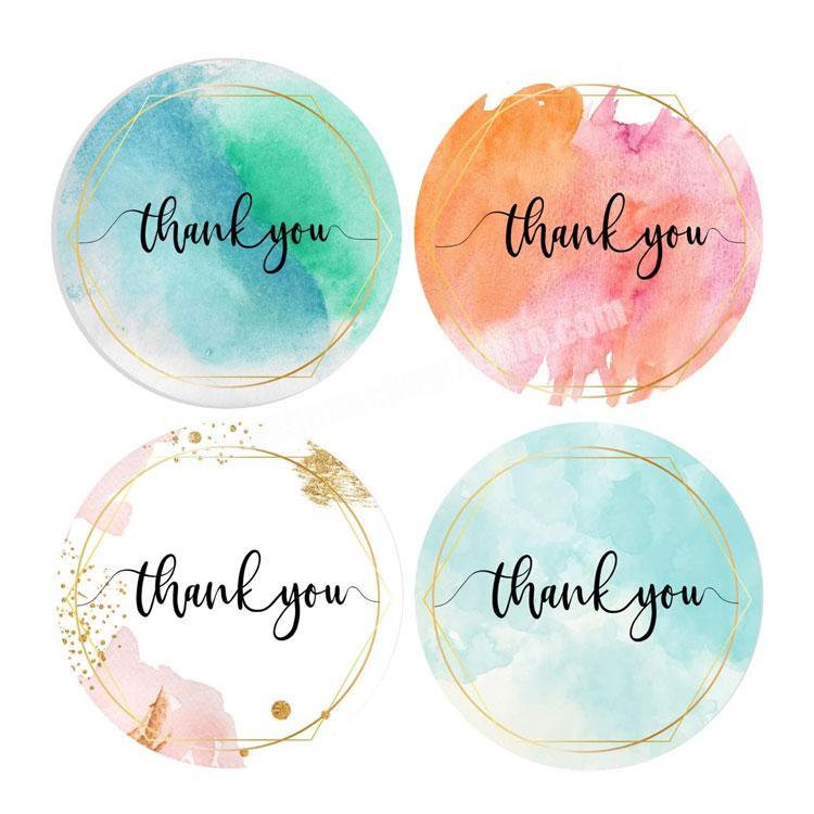 Party Thank You customized Elegant Small Business Water Color Stickers Roll Waterproof packaging boxes and labels