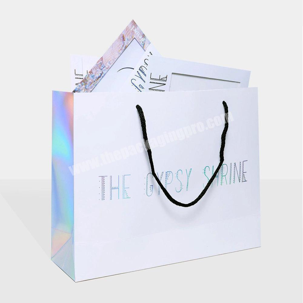 Personalised Custom Pepar Packeging Hologram Paper Bags For Clothing Store
