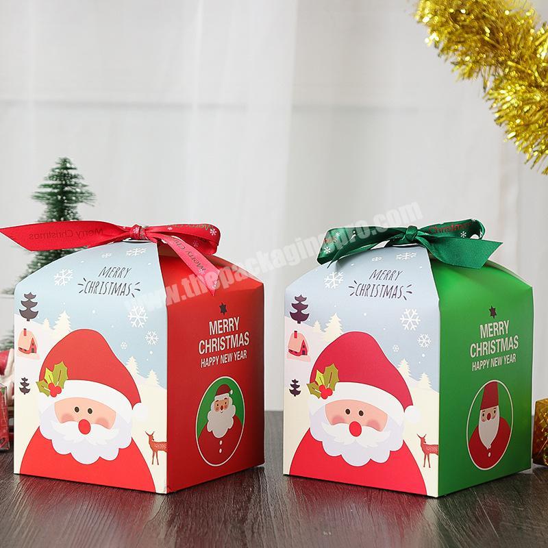 Personalised christmas party candy favor sweet gift packaging paper box with ribbon design custom