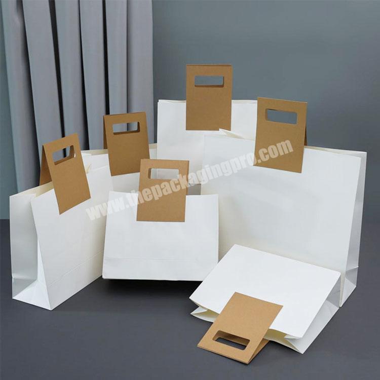 Personalized Bulk Business Favor Wedding Bridesmaid white kraft Paper gift Bag with Kraft Handles