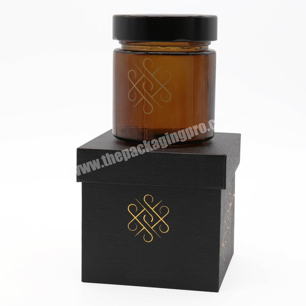 Personalized Square Black Empty Jam Spice Candle Glass Jars Gift Packaging Box For Glass Jar