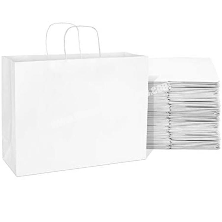 Personalized biodegradable wholesale custom white kraft promotional paper shopping gift bags