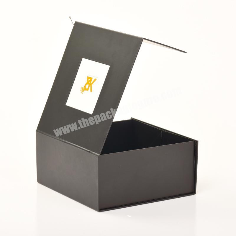 Personalized rigid cardboard paper gift box with clear pvc window