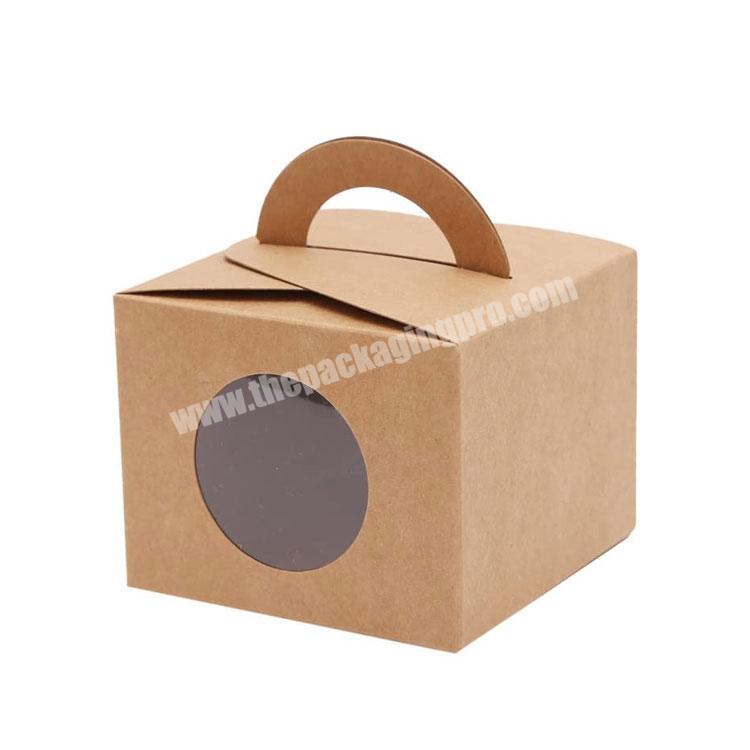 Picnic Wedding Birthday Valentine Party kraft brown Paper Gift Boxes With Window and Handle