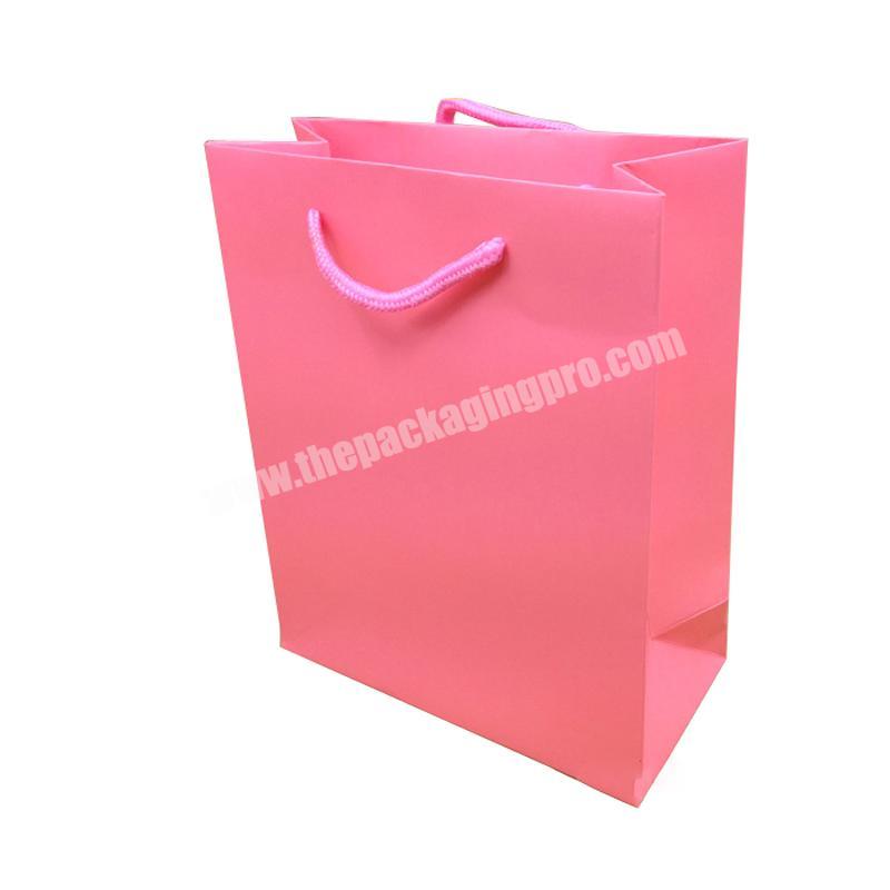 Pink Cardboard Shopping Bag Clothes T-shirt Dress Packaging Paper Bags With Custom Logo