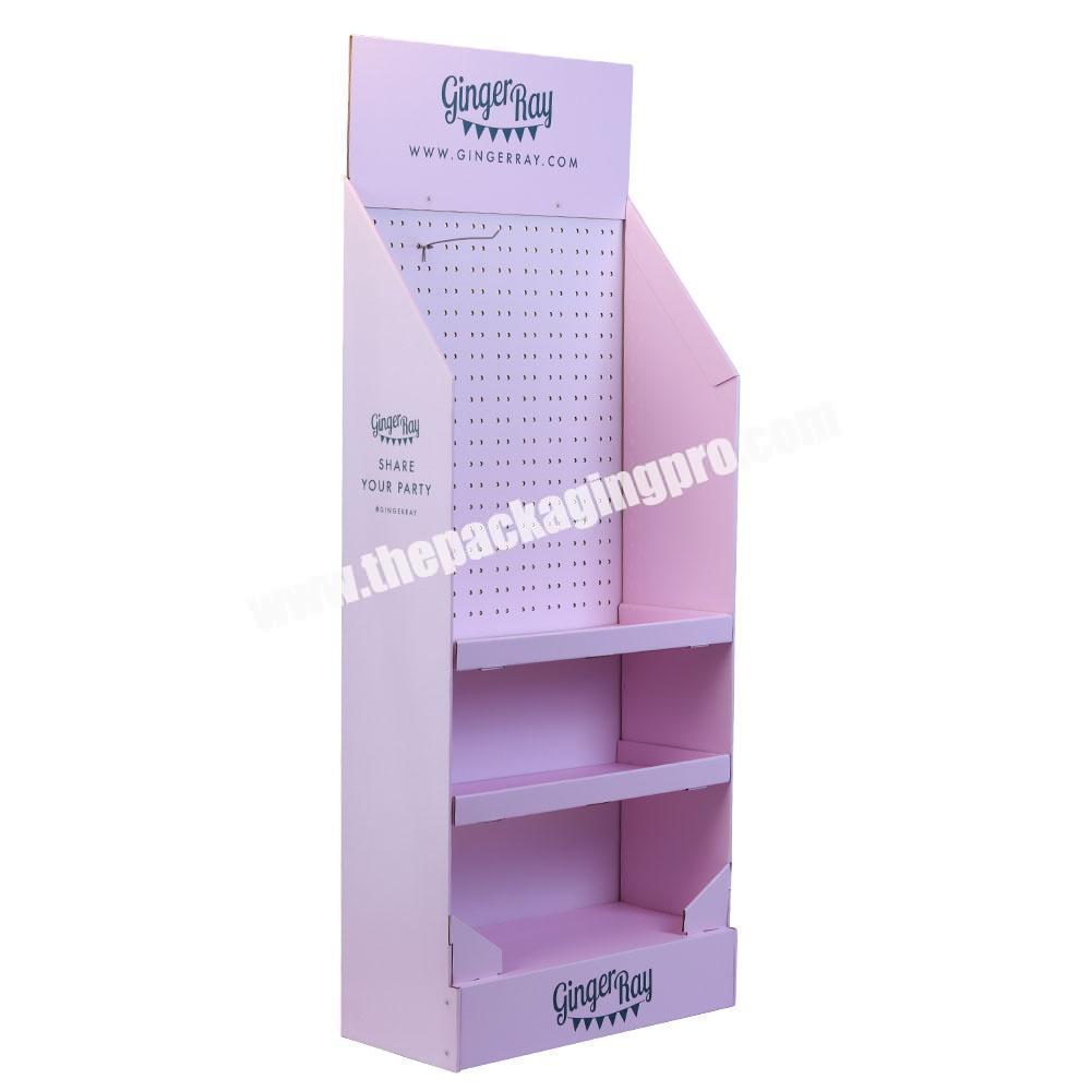 Pink Color Cardboard Cosmetic Pop Up Display Stand Retail Makeup Display Stand
