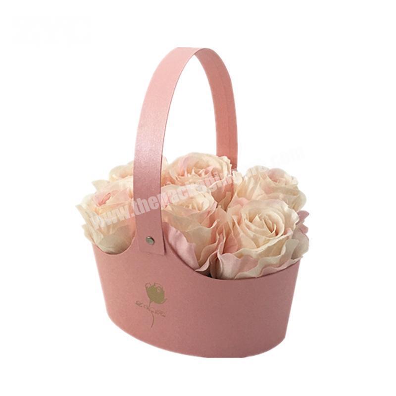 Pink Color Custom Design Cardboard Flower Basket