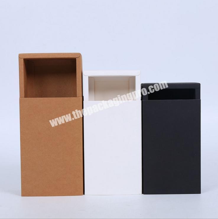 Plain Kraft Brown Paper cardboard Drawer with Sliding lid lipstick Underwear gift pencil Sleeve Box packaging with die cut