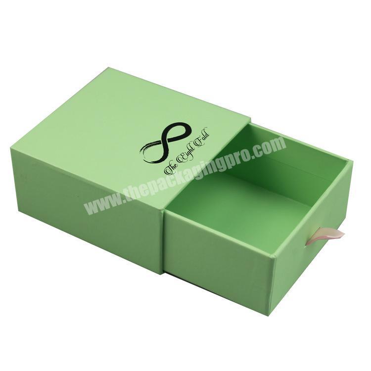 Plus CMYK Exclusive LOGO High Quality Drawer Box Professional Custom Monochrome Pure Green Gift Packaging Customized Paperboard