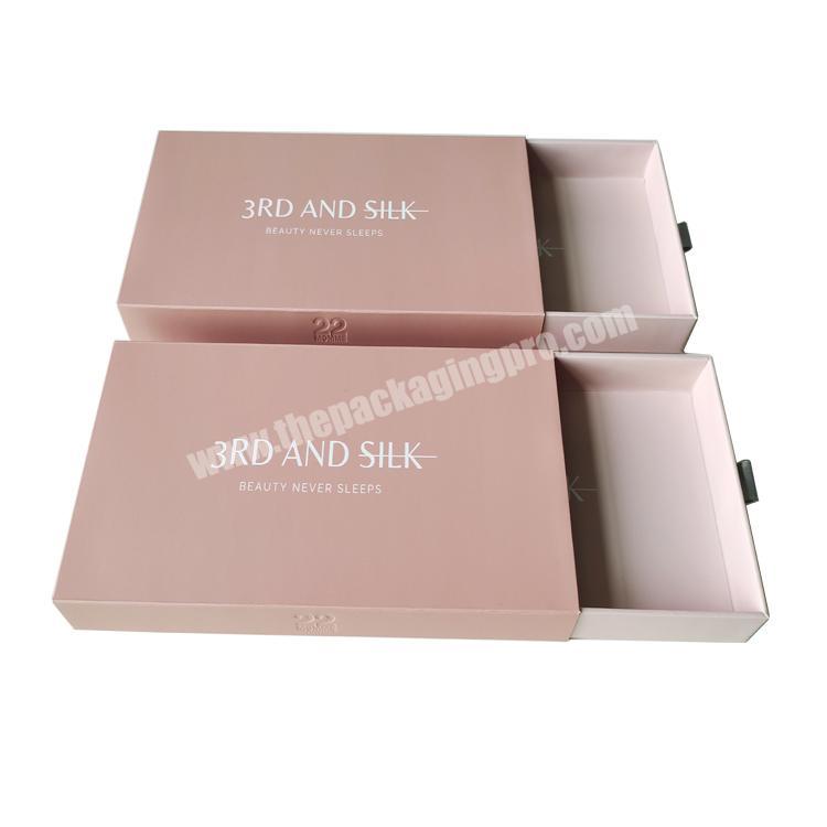 Wholesale Popular Design Custom Printing Pink Paperboard Luxury Sliding Box For Pillowcase Packaging Drawer Boxes