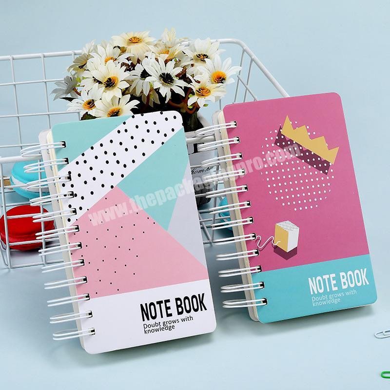 Portable size thick cute color printing paper spiral journal notebook for girls
