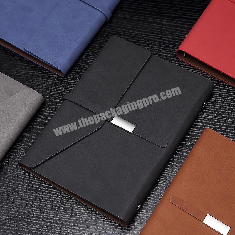 Premium quality custom business loose leaf pu leather magnetic journal notebook a5