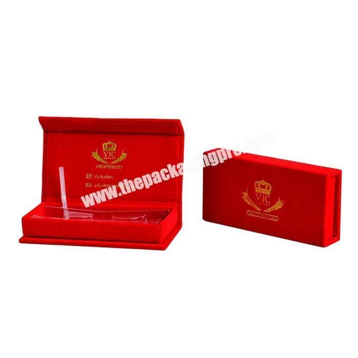 Customized logo luxury empty bulk private label lash red velvet packaging eyelash box