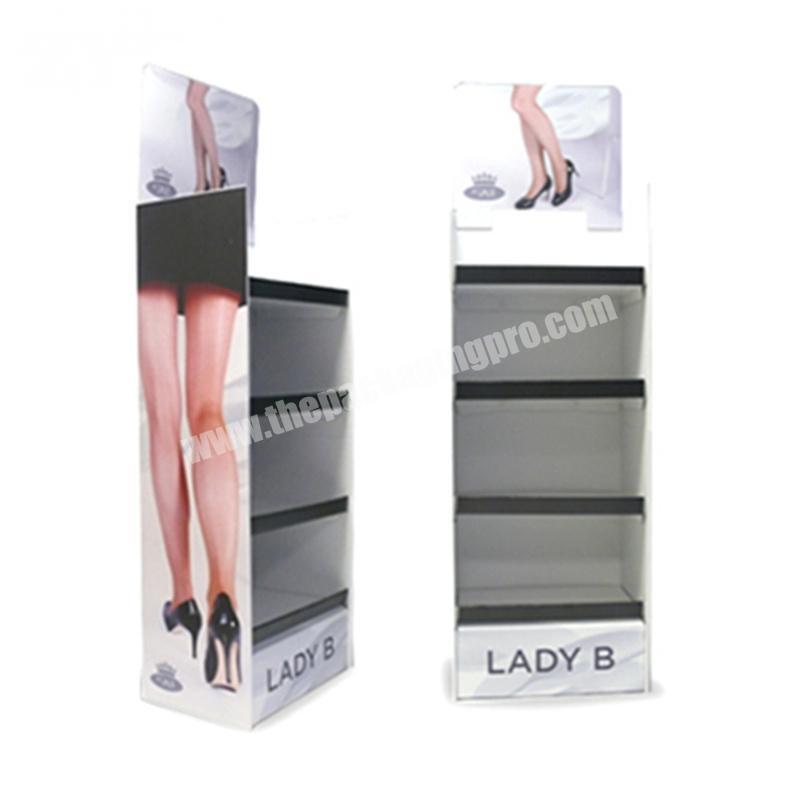 Promotional Stockings Cardboard POS Shelf Display Floor Stand