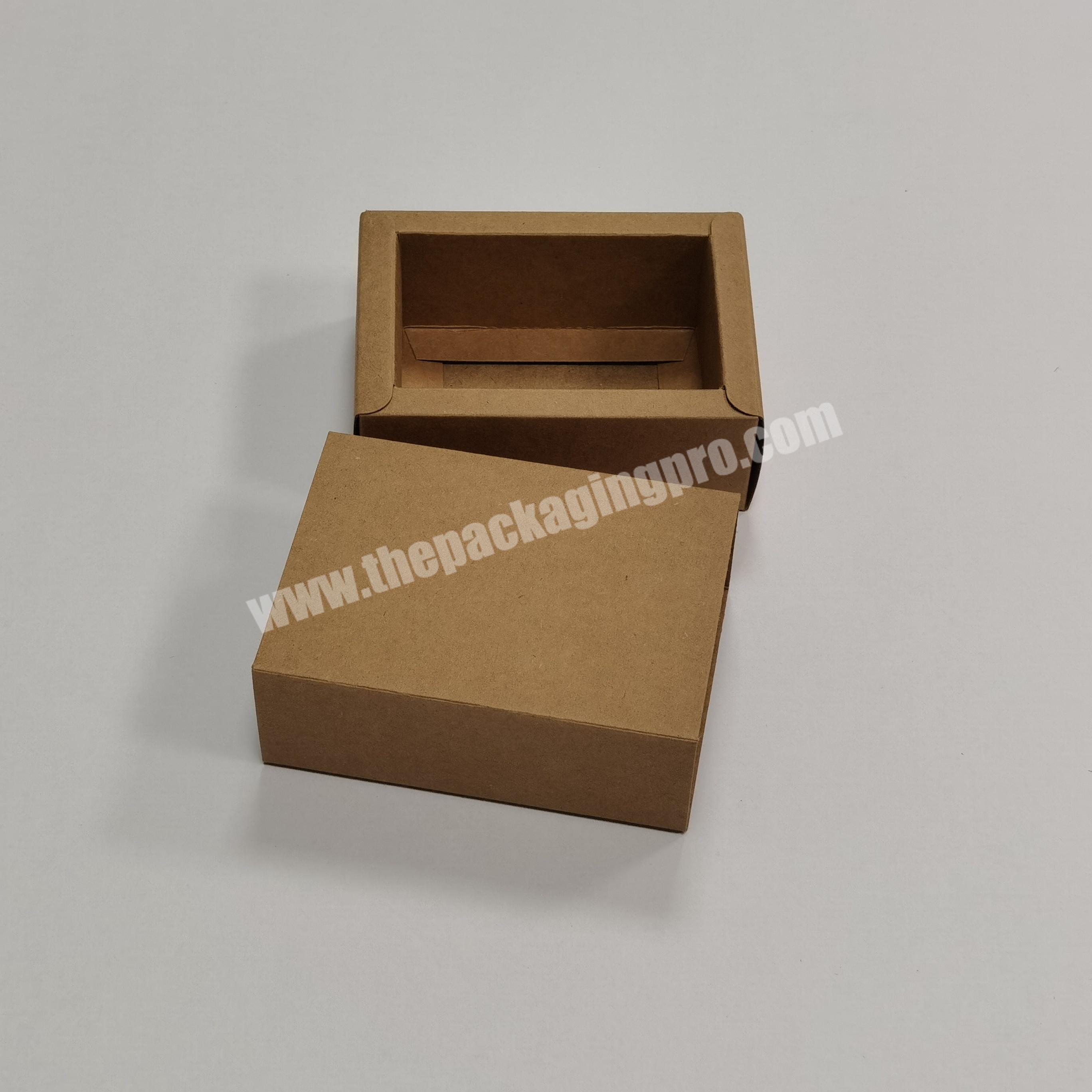 Factory Rectangle Small Brown Kraft Boxes Heavy Duty Paper Gift Box with Drawer for Gifts Packaging Socks Jewelry