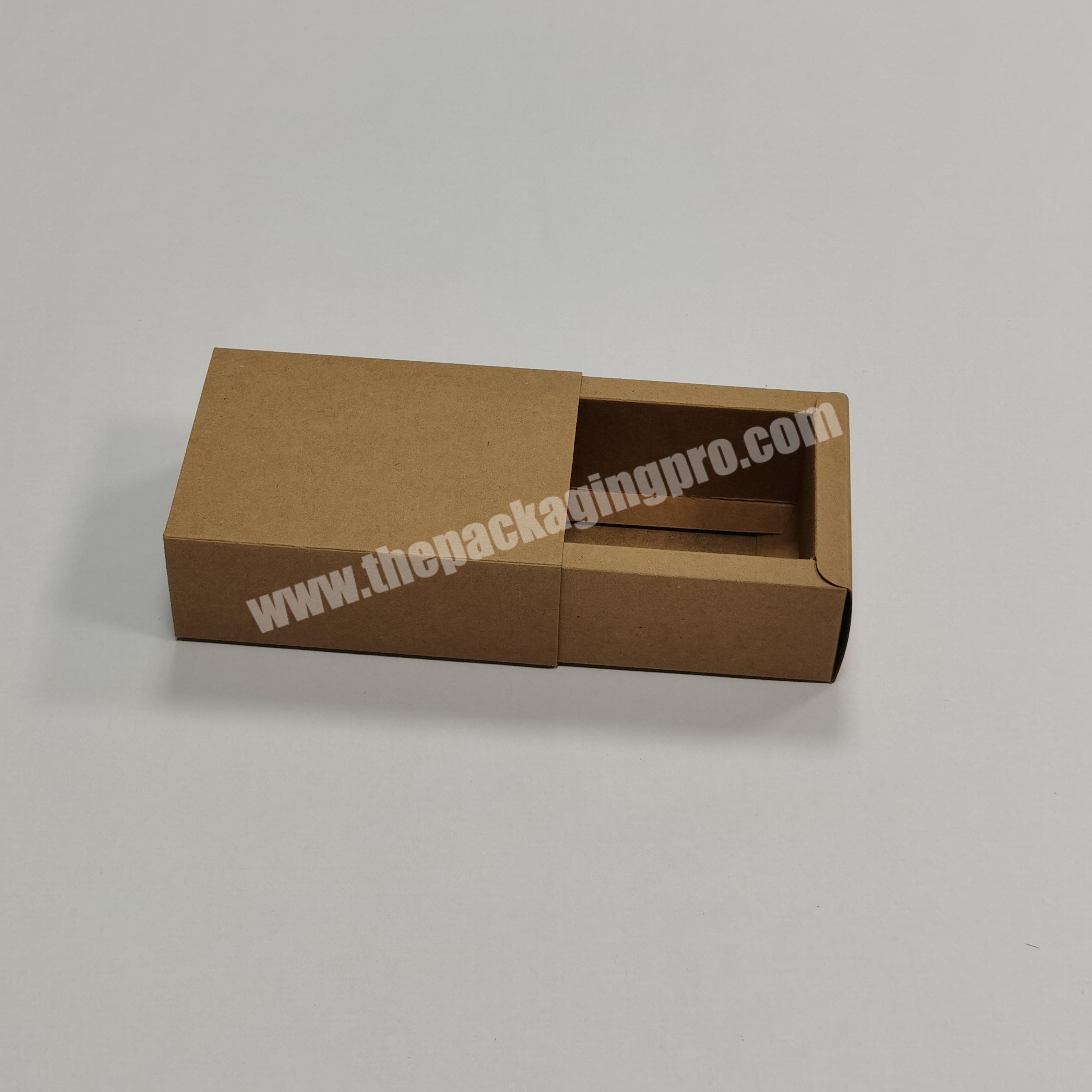 Supplier Rectangle Small Brown Kraft Boxes Heavy Duty Paper Gift Box with Drawer for Gifts Packaging Socks Jewelry