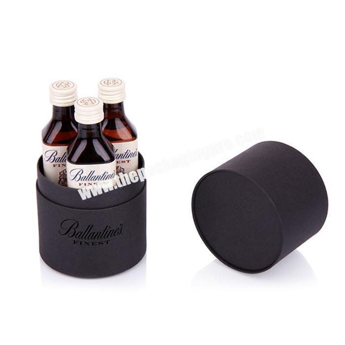 Recyclable paper tube for drink paper round tube whisky wine bottle gift box round black metal tin box cardboard round box