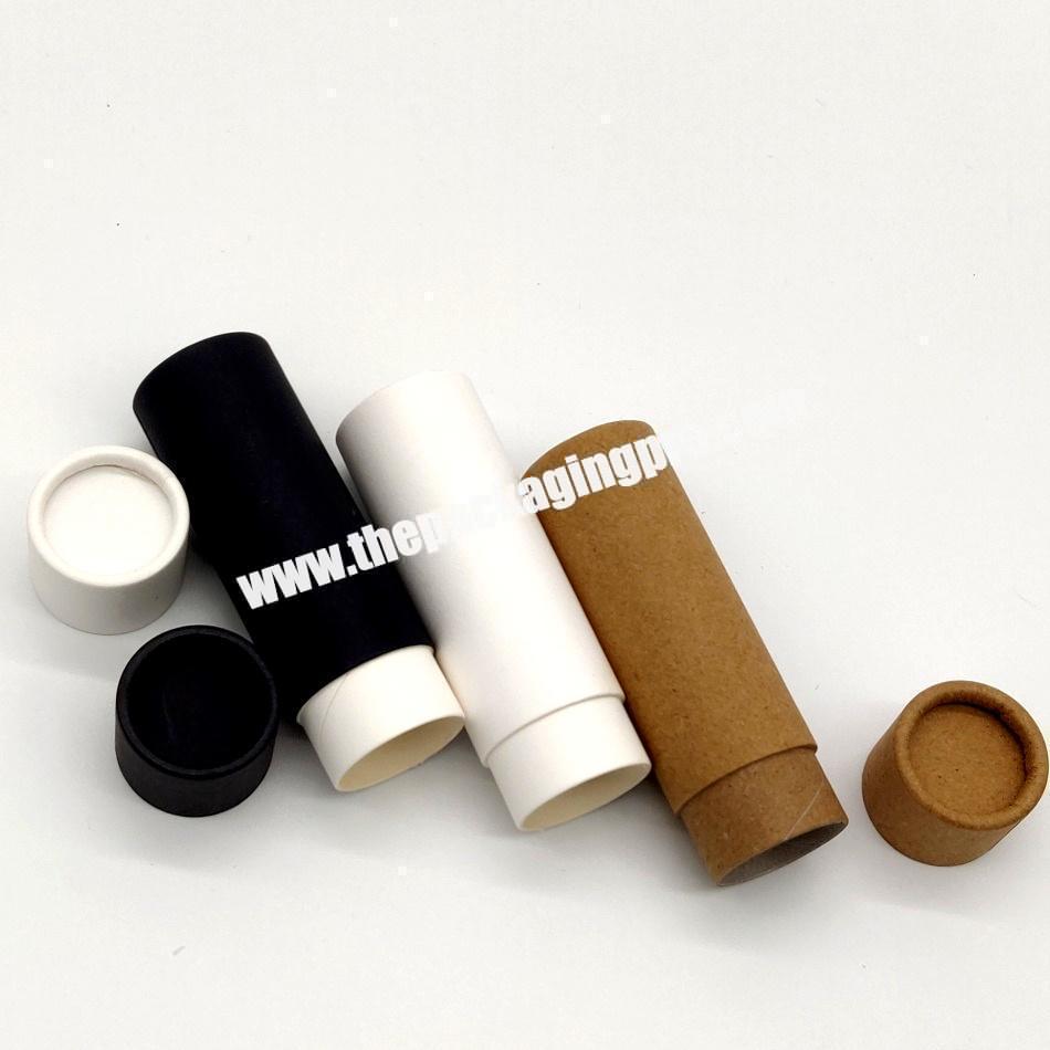 Eco Friendly Brown White Black 1oz/25g Deodorant Lipbalm Paper Containers Push up Deodorant Solid Perfume Paper Packaging Tube
