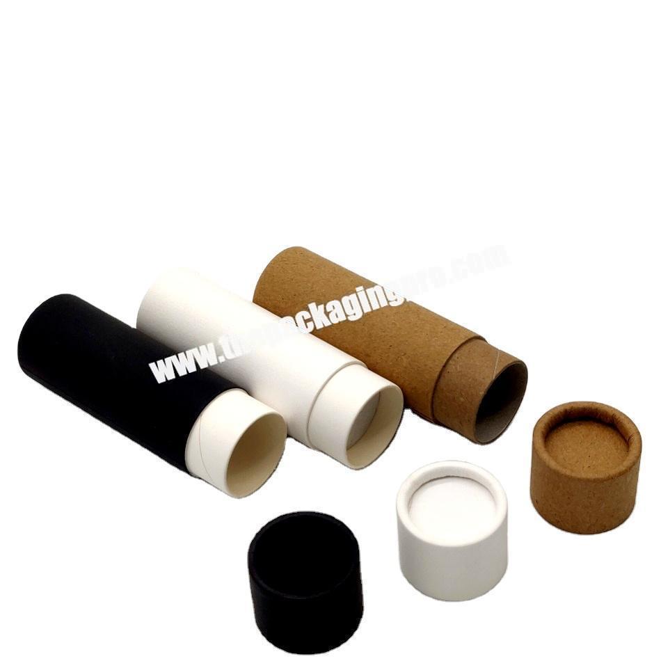 100% Biodegradable Recyclable 0.3oz White Black Brown Paper Cardboard Push Up Kraft Paper Tube Deodorant Lip Balm Container