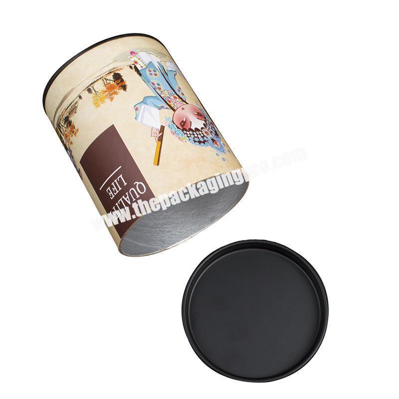 Coffee paper tube packaging paper cylinder container packaging  food grade paper box with metal lid