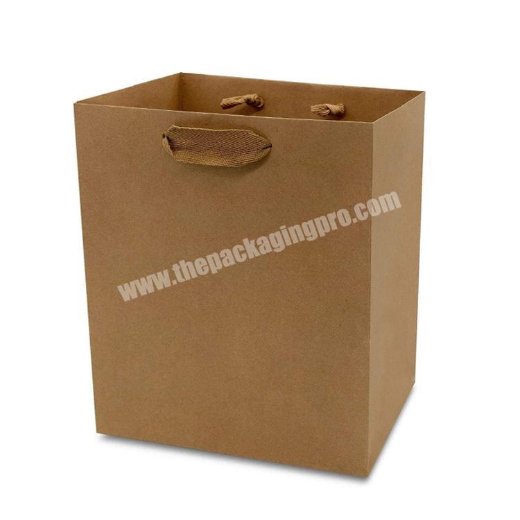 Recycled Custom Logo Eco Friendly Brown Kraft shopping Paper packaging Bags with Cotton Twill Handles