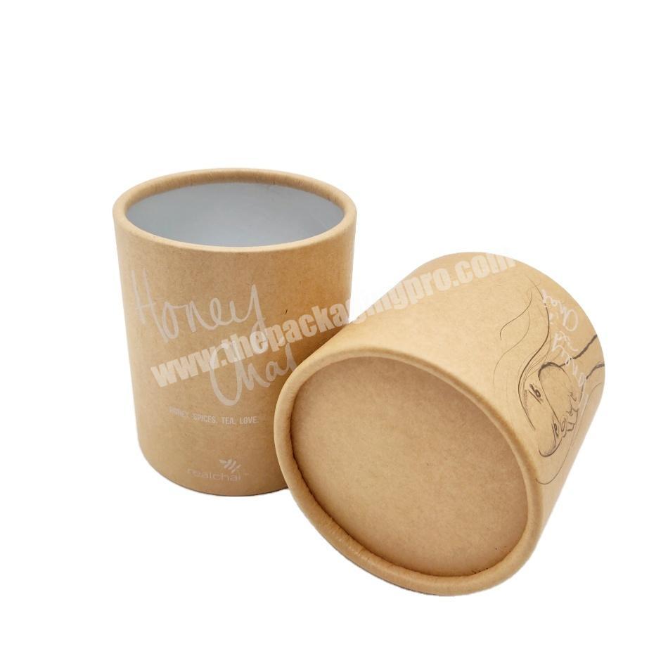 Recycled paper packaging tube canister round kraft cardboard paper container for foods cosmetics skin care