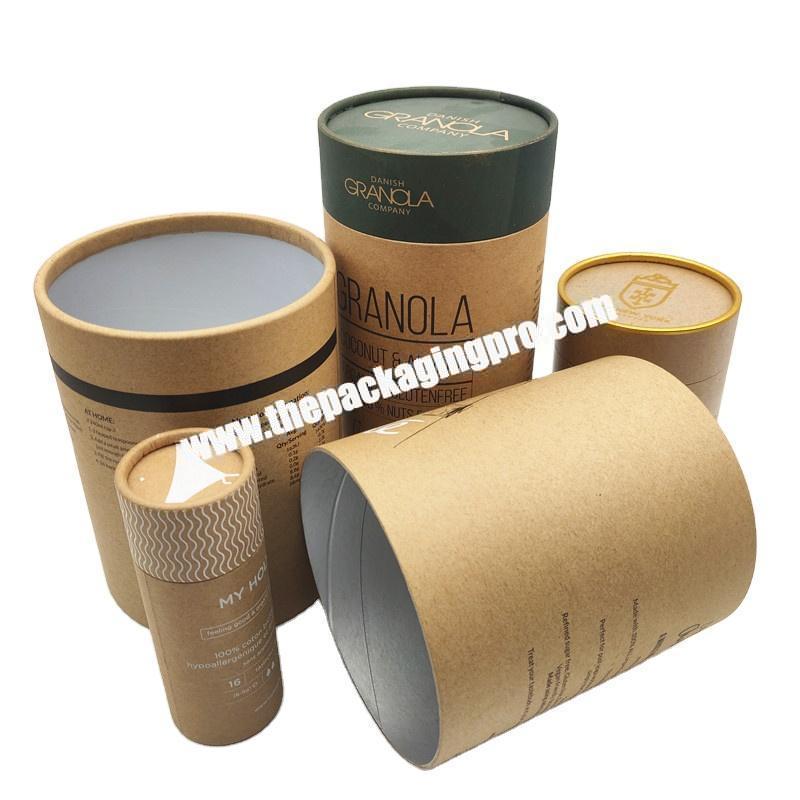 Round Shaped Kraft Paper Box Rolled Edge Cardboard Tube For Coffee /Tea /Chocolate Food Box Packaging
