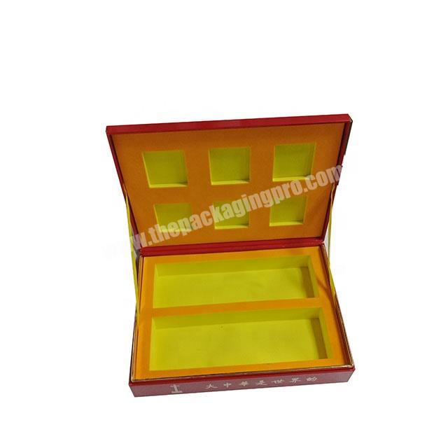 Red Gold Stamping Paper Printing Custom 18100723 Cardboard Incense Sticks Blush Palette Eye Liner Clamshell Rigid Packaging Box