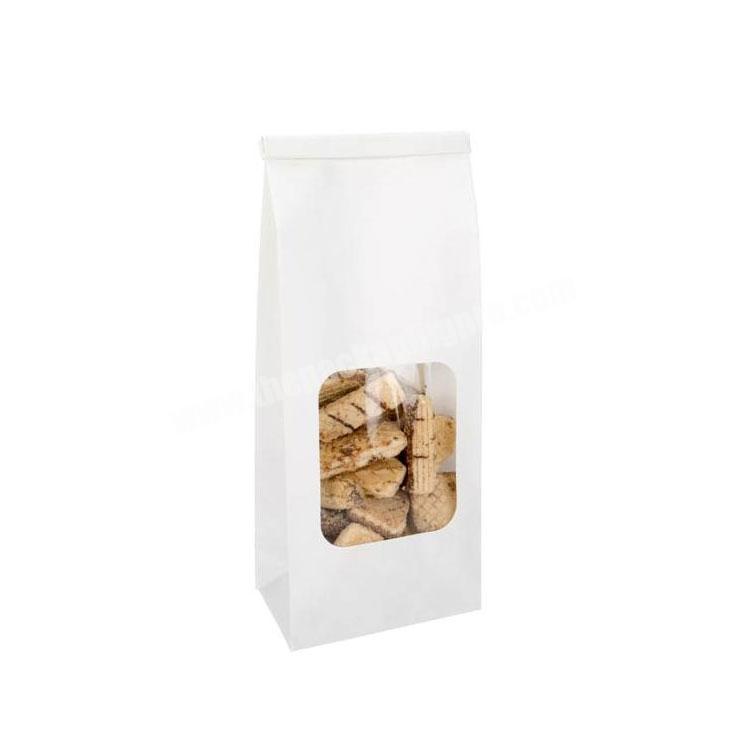 Resealable good quality craft ziplock stand up white kraft paper food use packaging pouch bags with window