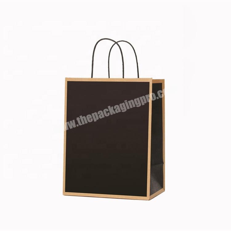 Retail custom logo packaging black boutique gift paper bags for shopping