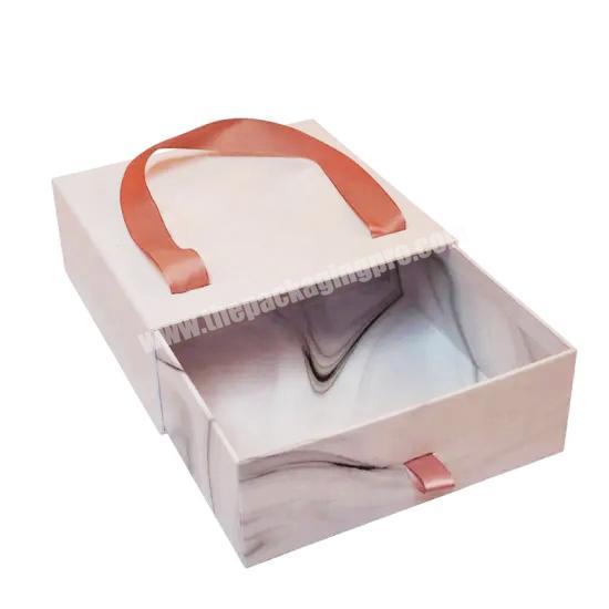 Rigid fancy marble print drawer paper gift boxes durable bag conduit box