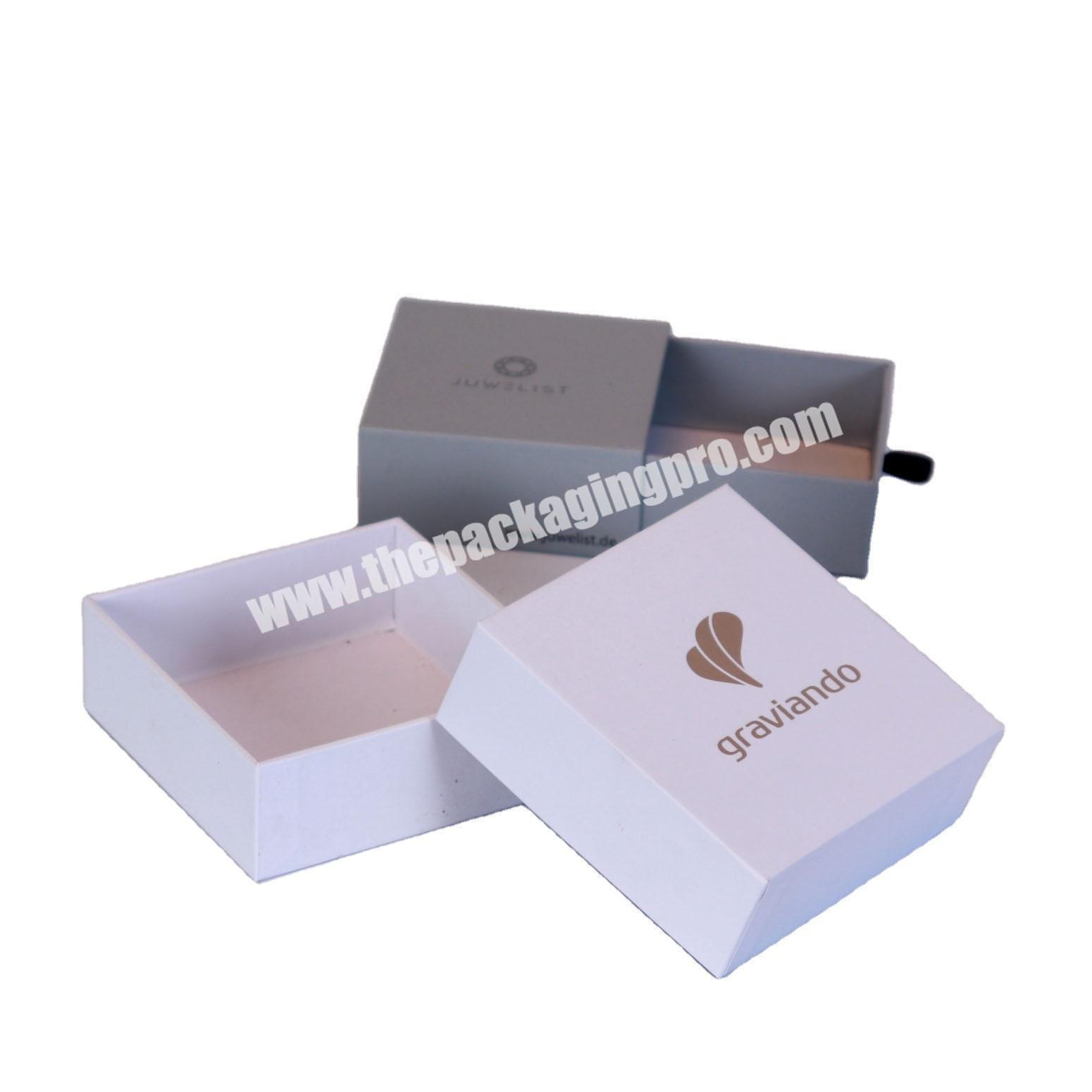 Simple White Rigid Cardboard Gift Card Packaging Box With Customize Gold Embossed Logo