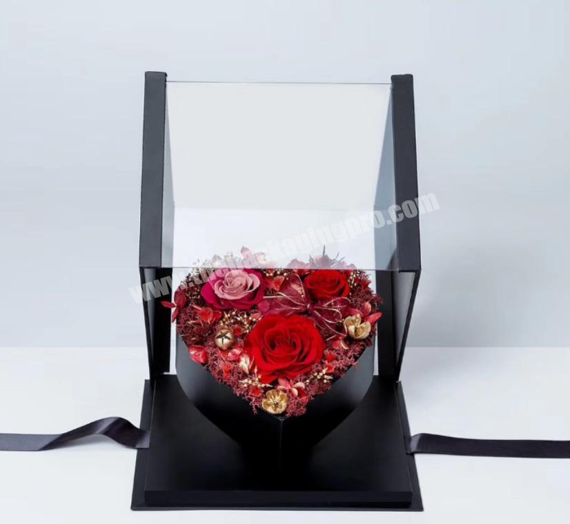 Small size big grid panoramic transparent heart flower box