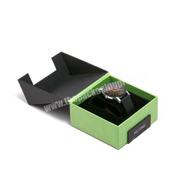 Special shape black luxury magnetic closure wrist watch packaging box