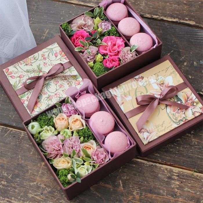 Square cardboard Macarons/rose/flower packaging/valentine's gift packaging
