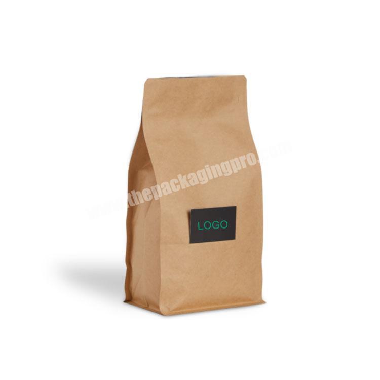 Square custom printed recycled kraft paper coffee beans stand up bags ziplock food packaging bag
