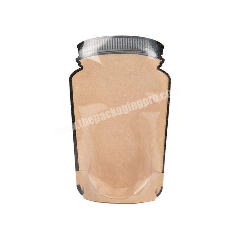 Stand up luxury gift Mason Jar shaped pouch kraft paper bag with logo print