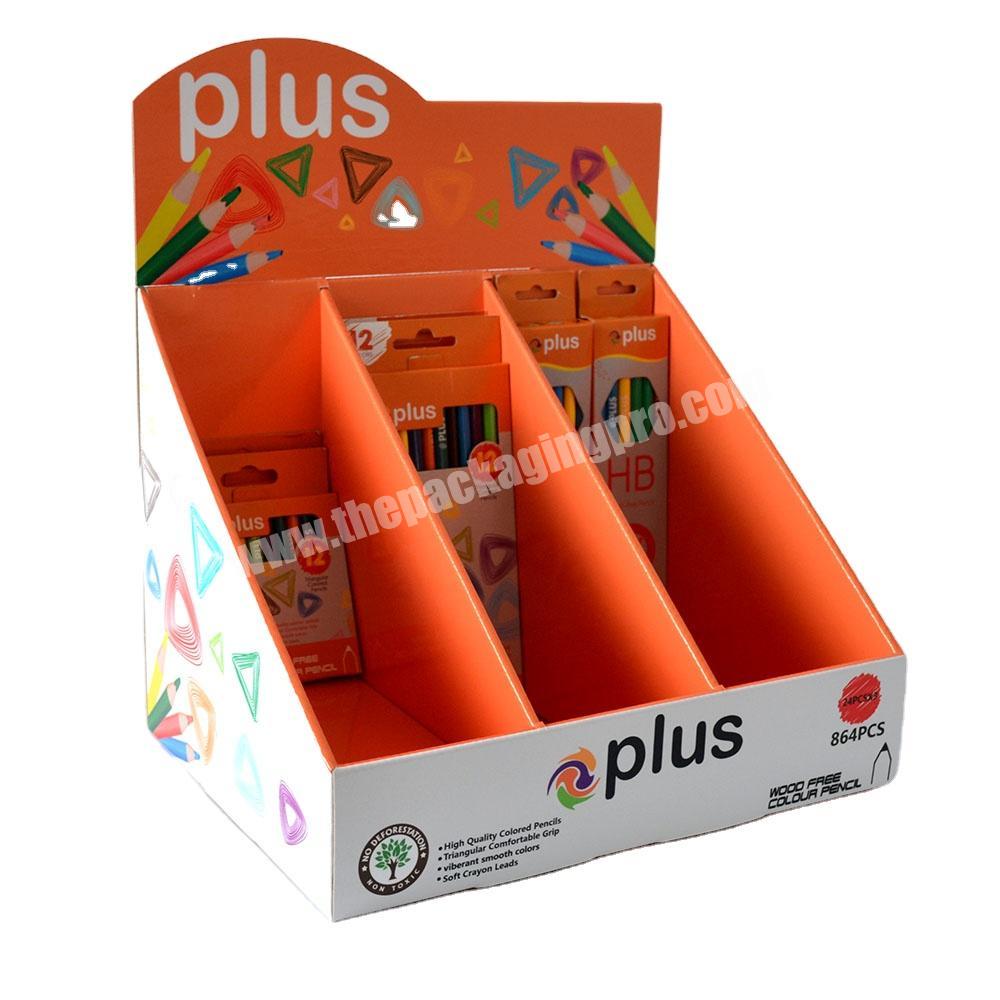 Stationery PDQ Cardboard Tabletop Displays With Two Division Plates