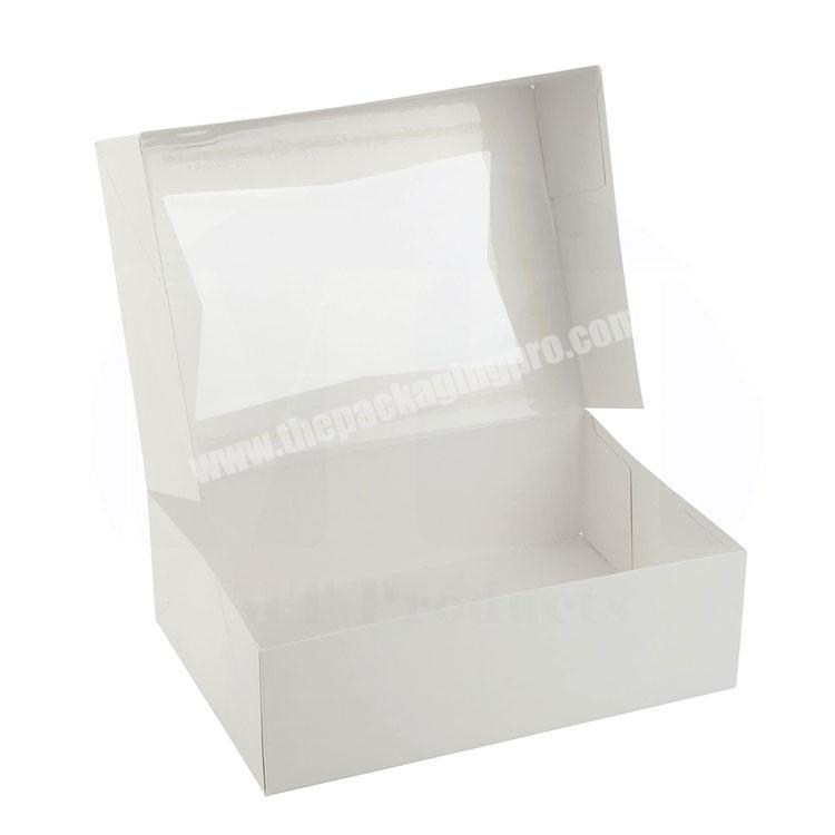 Sturdy Kraft Paperboard Auto Popup White Pastry food Paper Bakery cake Boxes package with Clear Window