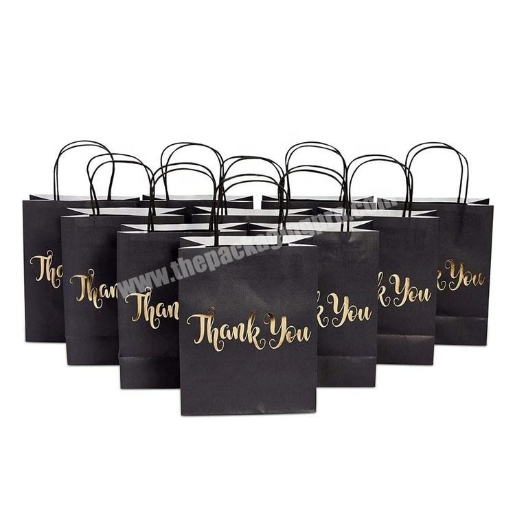 Black paper thank you shopping bags for packaging