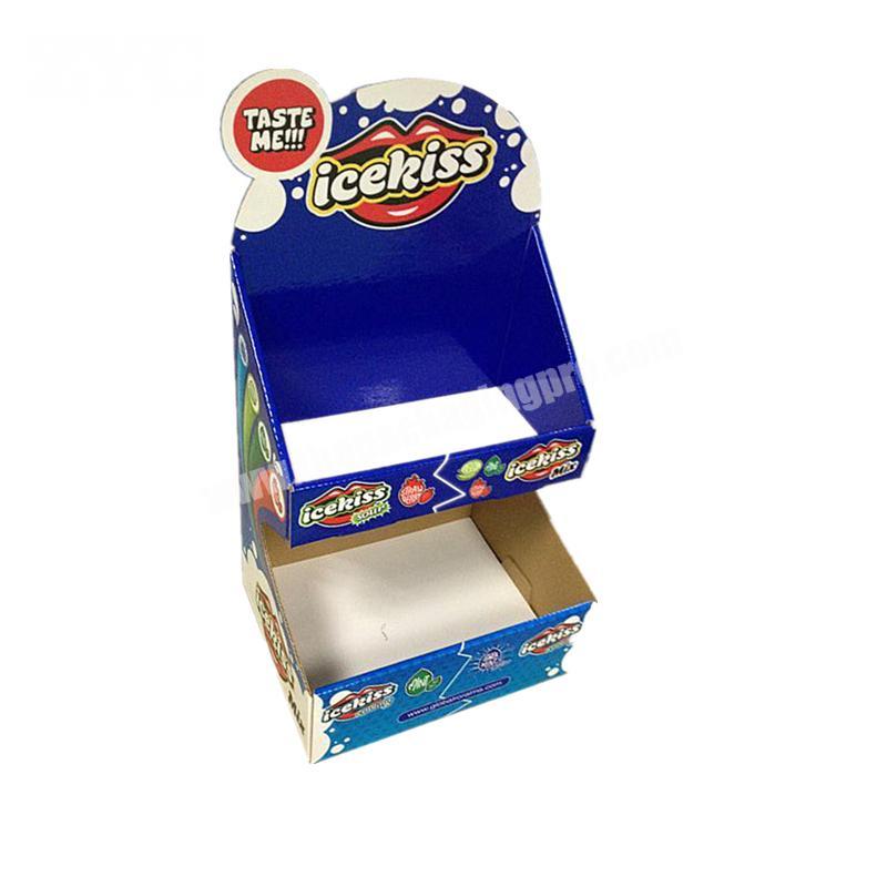 Two Tiers Tabletop Display Cardboard POP Counter Display for Snacks