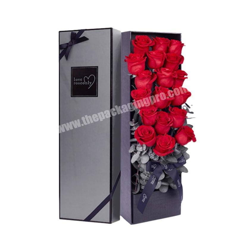 Valentine's Day Hot Sale Set Of Two Size Flower Gift Paper Boxes With Rosette