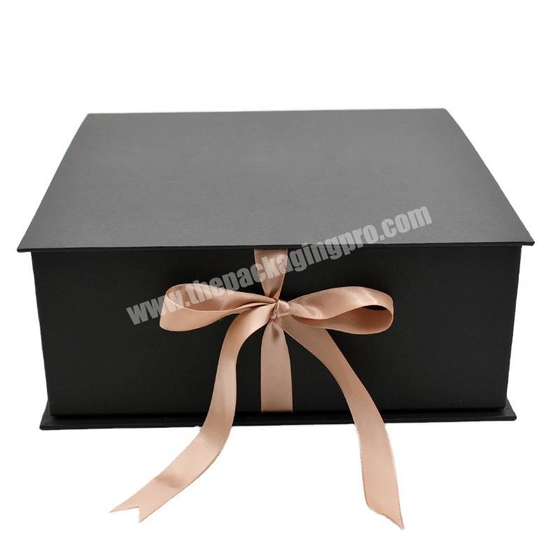 Wedding Paper Cardboard Box Packaging Custom Magnetic Gift Box with Ribbon