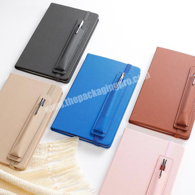 Wholesale A5 custom pu leather journal notebook with elastic band pen holder