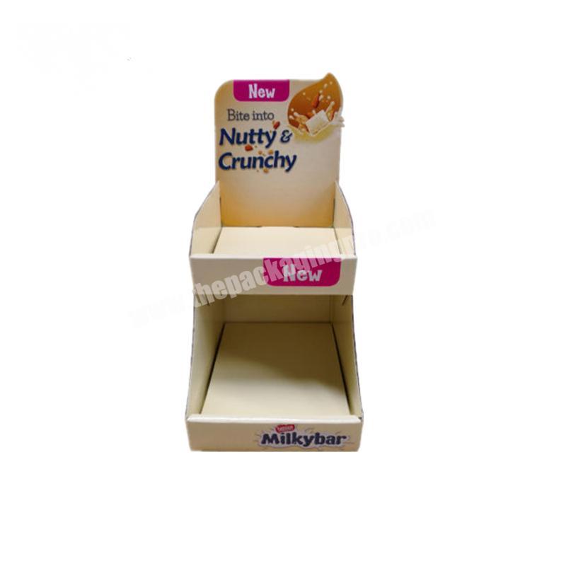 Wholesale Cardboard Counter Display 2 Tier Table Top Paper Stand for Snacks